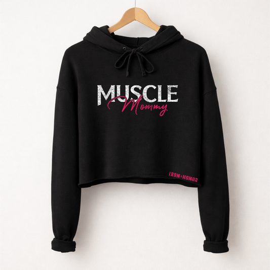 MUSCLE MOMMY CROP HOODIE